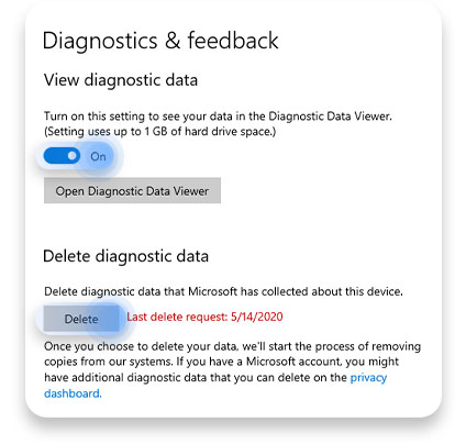 Delete diagnostic data